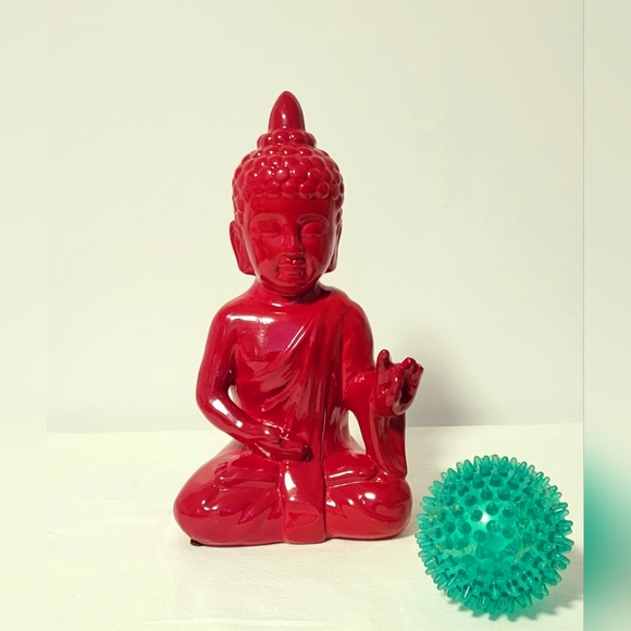 Beautiful decorative Statue in red ceramic of Shakyamuni Buddha in meditation - Picture 12 of 12